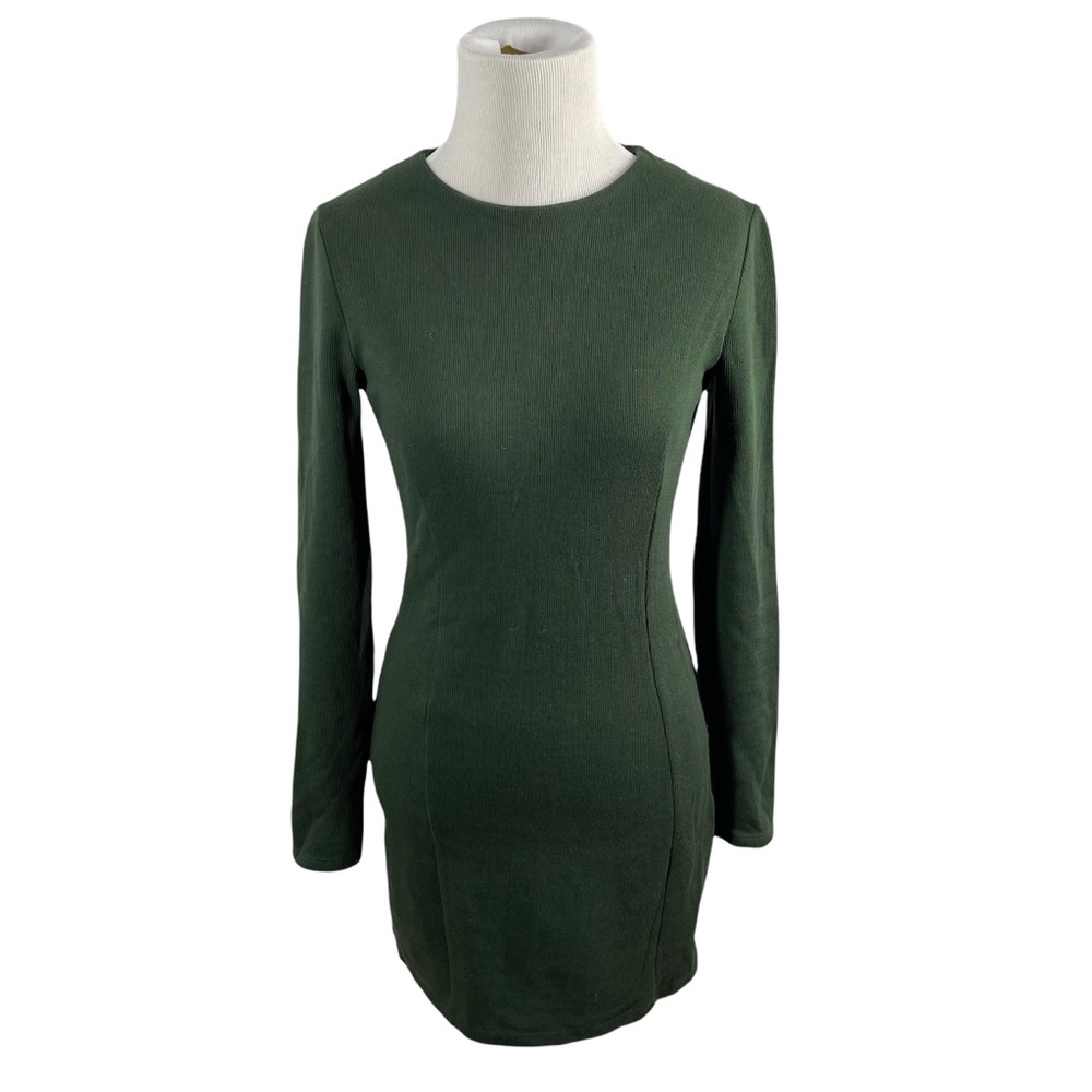 Zara Forest Green Fitted Long Sleeve Dress